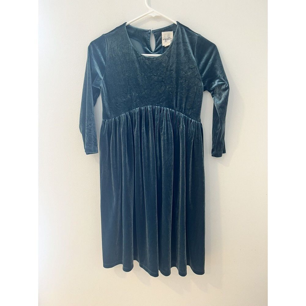 Vignette Youth 12 Velvet Twirl Emerald Teal Girls‎ Dress